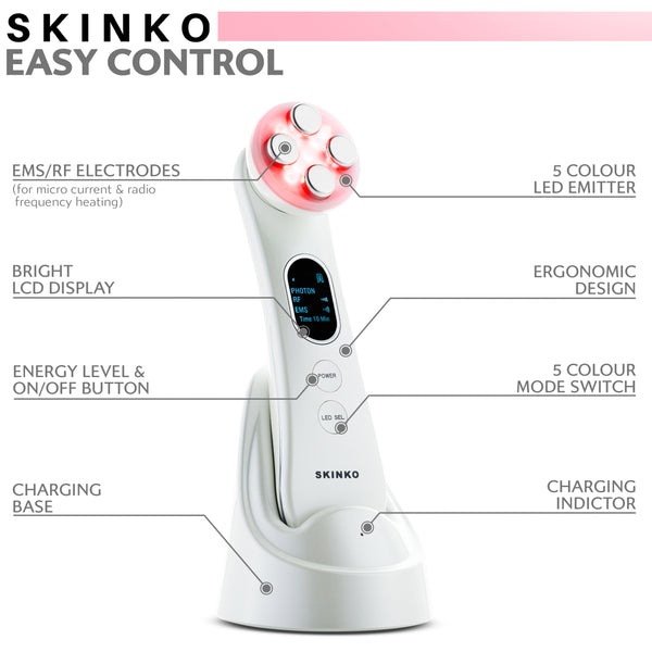 Skinko 5-In-1 LED Rejuvenation Face Massager Wand